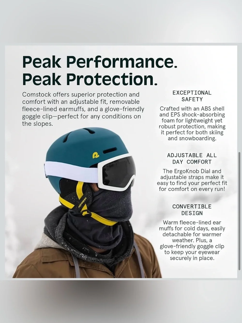 Retrospec Comstock Ski Helmet - Snowboard Helmet - Adjustable Fit M/L 1082